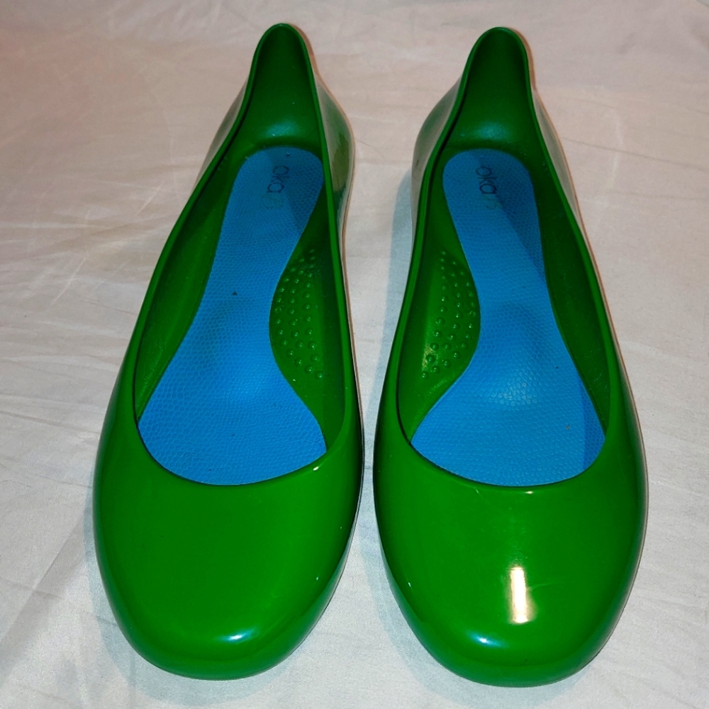 Oka B sexy 😍 jelly flats color green size us 10 eu 40